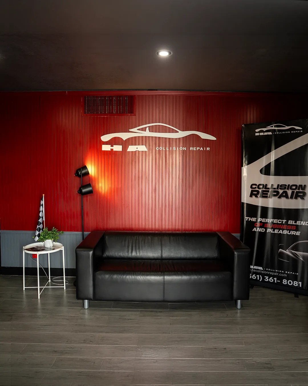 Inside the HA Collision Repair customer lounge in Boca Raton